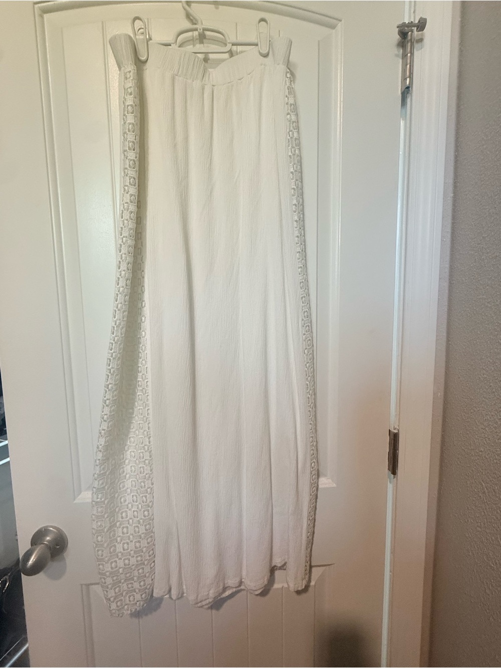 Zara White Maxi Skirt with Crochet Side Panels